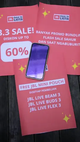 3.3! Waktunya nikmati diskon besar dari JBL! 🔊🛒 Dapatkan diskon up to 60% disetiap pembelian. Belanja sekarang, nikmati kualitas JBL dengan harga hemat! 🔊 #JBL #SoundgearFrames #jblindonesia #jbldaretolisten #jblspeaker #jbloriginal #speakerJBL #33sale #PAYDAY #sale #promo #diskon 