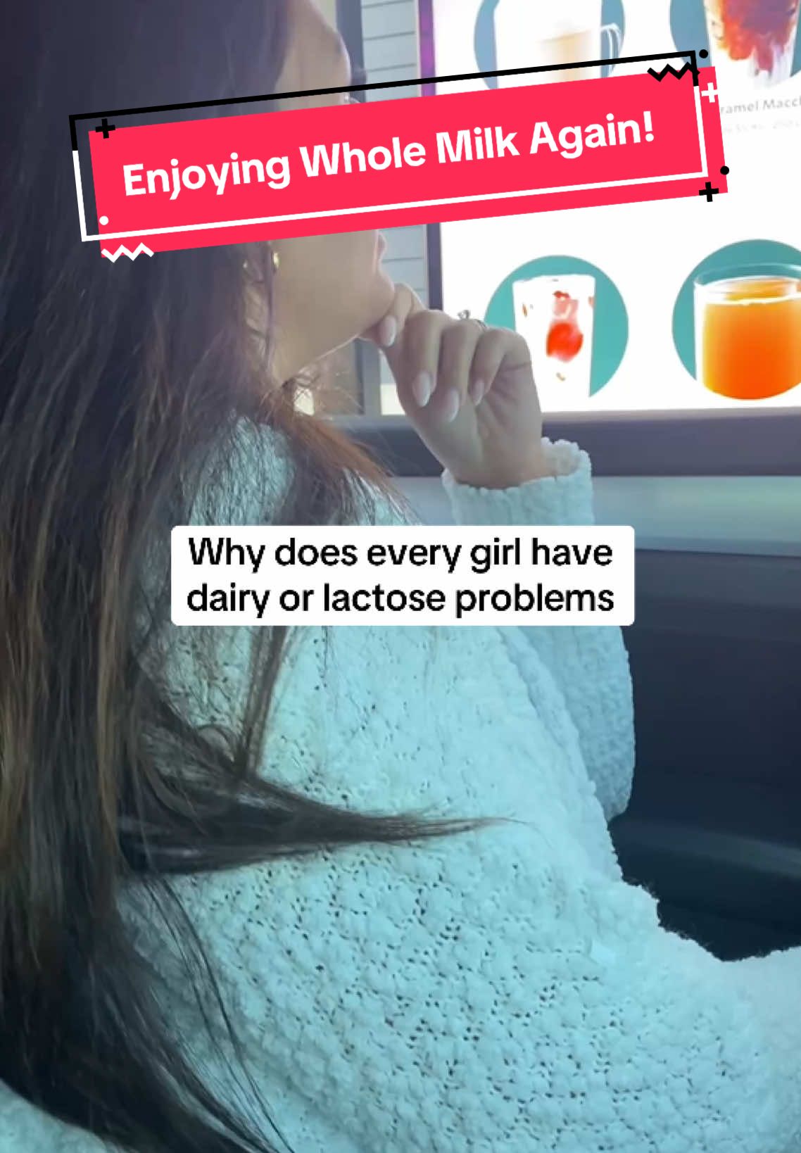 I guess she can have all the milk she wants since she has her sleek packs of lactase enzymes that she takes everywhere with her!! #milky #dairy #lactoseintolerant #cream #drivethru #tiktokshop #fyp 