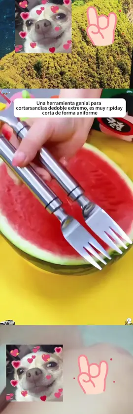 En verano, para comer sandía, usa esta cuchillo para sandía multifuncional. Tiene un cuchillo en un extremo y una horquilla en el otro. Las sandías cortadas con él se ven bonitas y saben deliciosas.#tiktokshop 