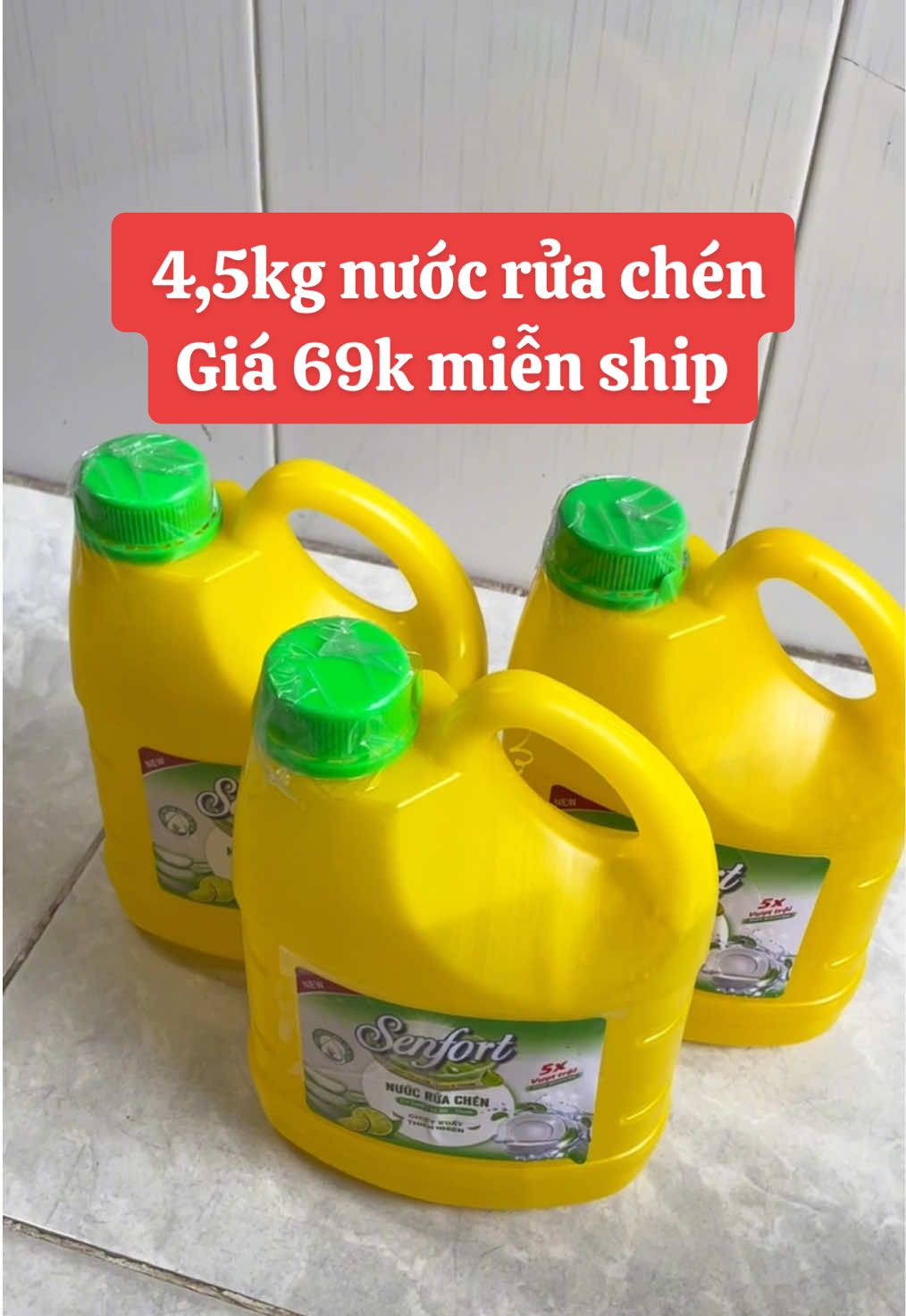 Nước rửa chén 3 bình 4,5kg giá chỉ 69k miễn ship #nuocruachen #combonuocruachen #nuocruachenthiennhien #senfort 
