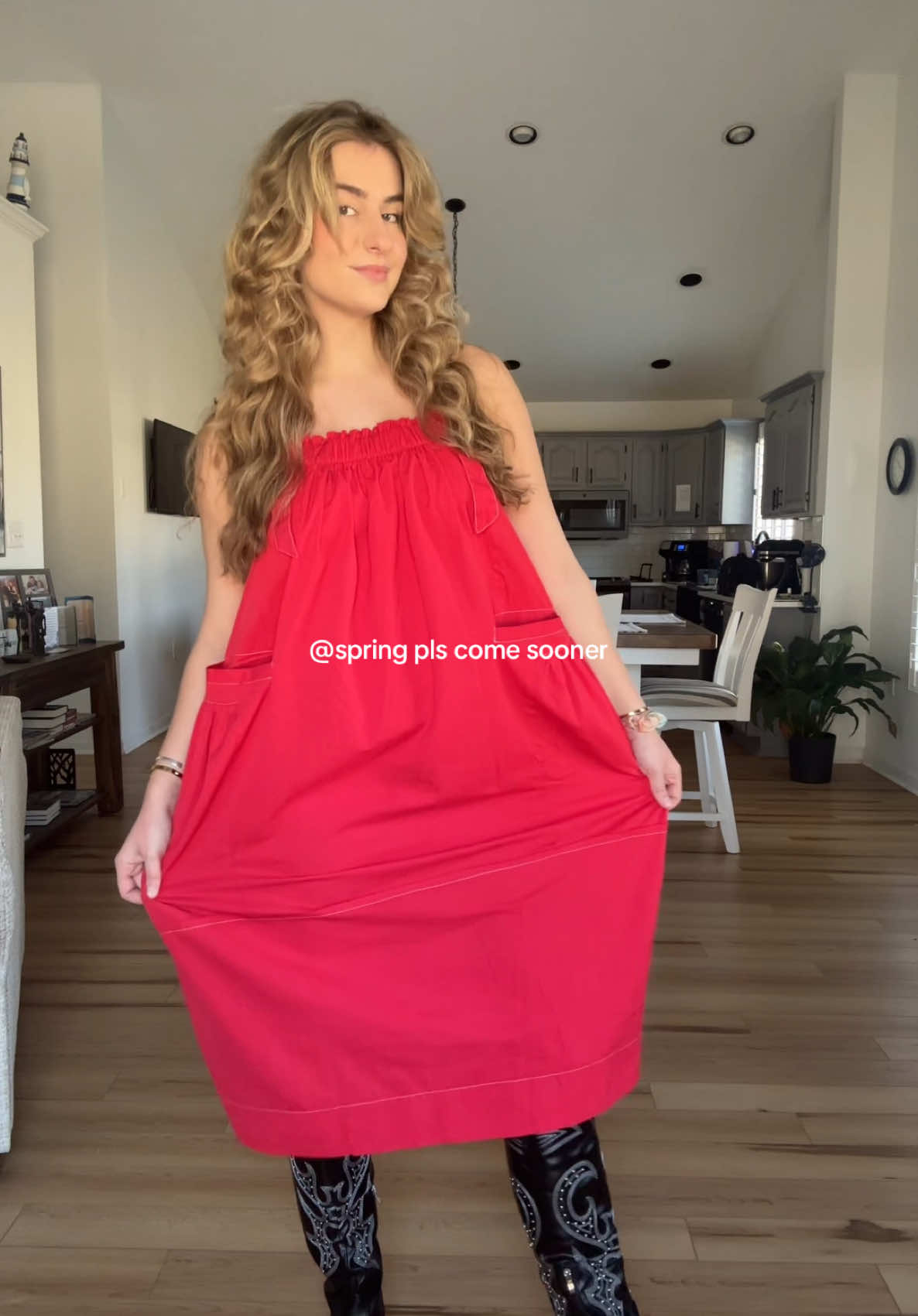 Dressing warmer to manifest warmer weather!! 🌤️ loving this barrel dress from @Yeokou ! #grwm #haul #springoutfits #tiktokshop 
