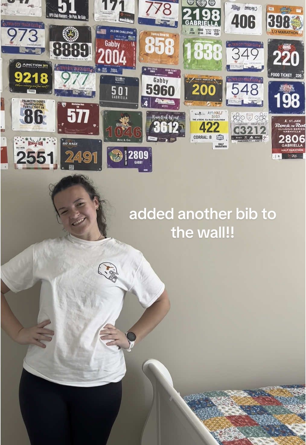 she’s growing! #fyp #runtok #marathon #marathontraining #training #Running #run #halfmarathon #halfmarathontraining #train #5k #5ktraining #Running #workout #inspiration #runningcommunity #runnerinspiration #runnergirl #runnerera #trending #runnergirls #bibwall #award #display #racebib #wall 