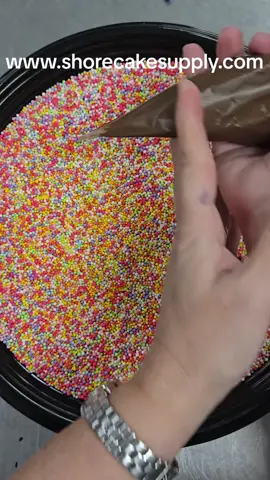 Creamy merckens dark chocolate and the crunch of pretty spring non-pariels 😋  #matchmadeinheaven I ate half of the samples right after making them!  It's literally this easy to make!  Shore Cake Supply has everything you need to make your own.  #shorecakesupply #monmouthcounty #oceantownship #cakedecorating #chocolate #nonpareils #easter #eastercandy #diyideas #diycandy #easypeasy #njbaker #candymaking #merckens #sprinkles #cake #cookie #candy #bakingsupplies #cakedecorating 