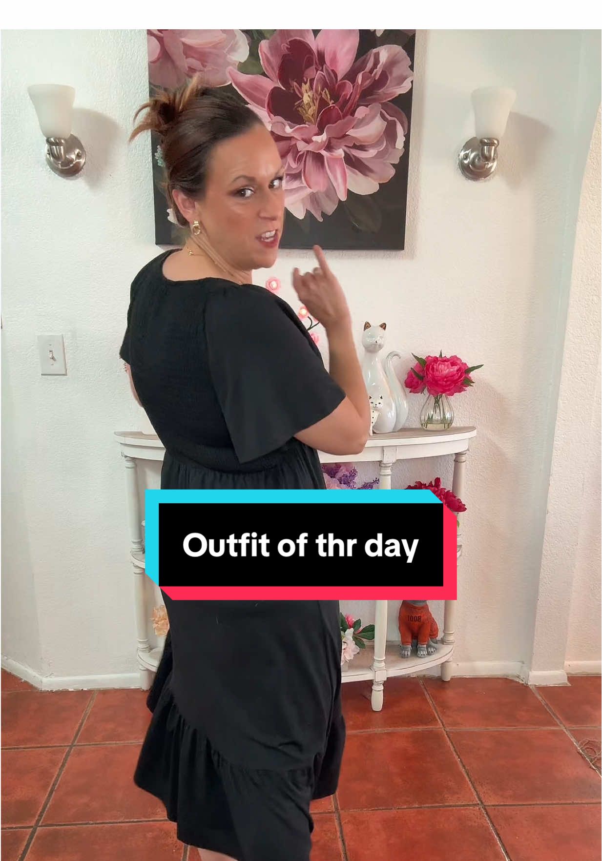 Outfit of the day!  Church style black and gold theme.  #outfitoftheday #OOTD #churchdress #fashionover40 #churchtok #makeupover40 #classy #classystyle #dressstyle 