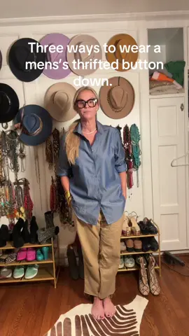 Style a men’s shirt is as easy as Accessories… #fy #fyp #over50women #over50andfabulous #over50ontiktok #ootdfashion #ootdinspo #style #styleinspo #styleover50 #fashiontiktok 