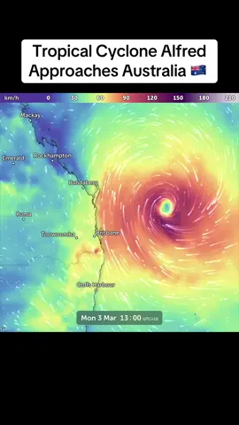 Tropical Cyclone Alfred is forecast to make a sharp turn westward towards southern Queensland, Australia in the coming days. Landfall is likely north of Brisbane later this week, but the exact timing remains uncertain. The system is expected to weaken before landfall but may still pose significant hazards. A powerful easterly swell and heavy rain could bring coastal flooding from Wednesday as Alfred nears. #australia #foryoupage #fyp #aussie 