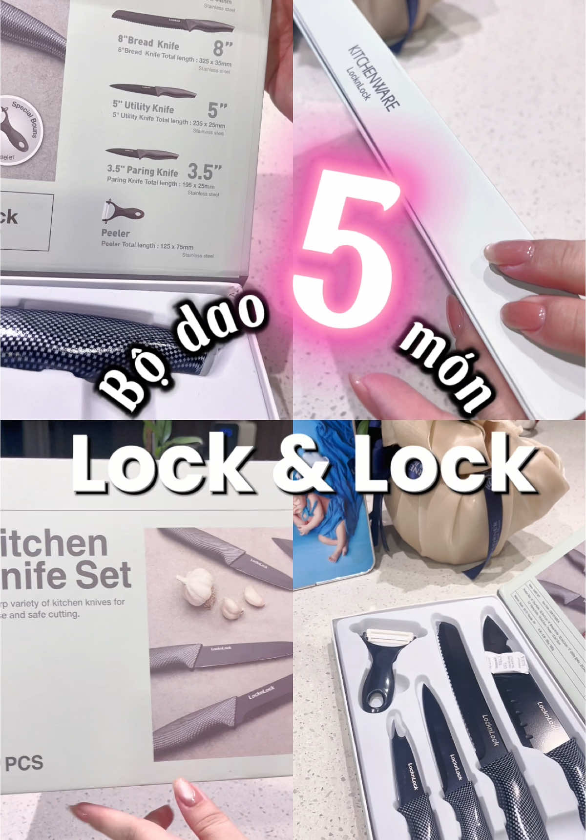 Bộ dao 5 món của Lock & Lock phù hợp để nấu ăn dặm cho bé #lockandlock #bodaobep #bodao5mon #meliam #nauandam 