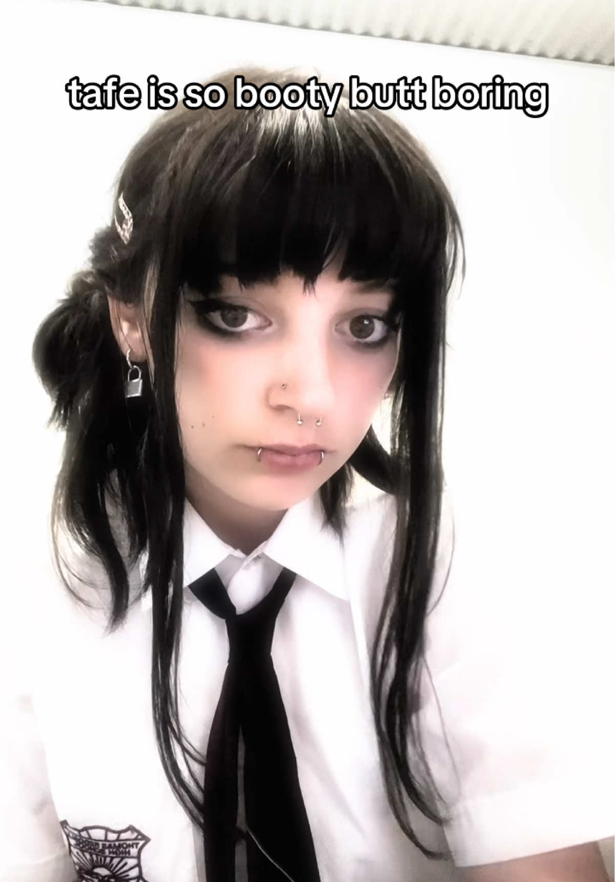 at least my hair looks cuters 🗣️🙏 #fyp #tafe #alt #school #girl #schoolgirl #gothic #alternative #goth #fit #fitcheck 