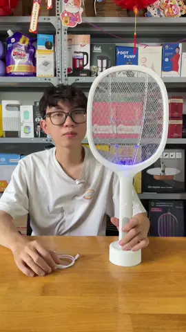 vợt muỗi kiêm đèn bắt muỗi mẫu mới 2025,bảo hành 6 tháng,tặng kèm đế và dây sạc  cho anh em 