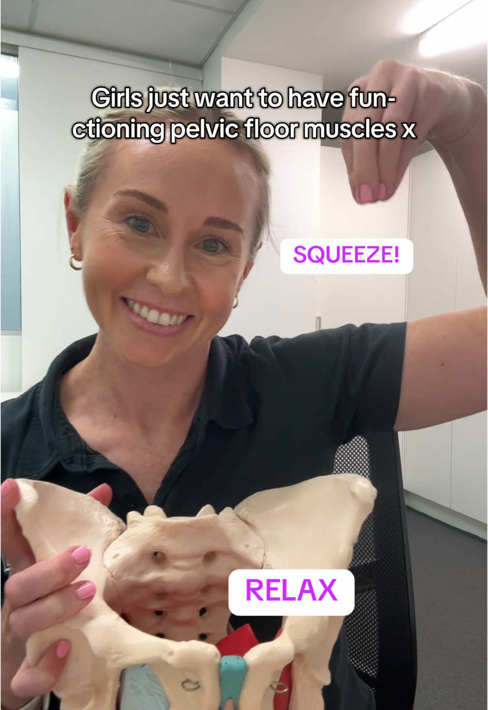 Girls also wanna jump on trampolines and not leak 🥲🥲 Having a strong pelvic floor is important for optimal bladder and bowel function. As always, if you have any bladder or bowel dysfunction, see a women’s health physio! ⚠️ Disclaimer: Always see a Women’s Health Physiotherapist for individual assessment to make sure these exercises are right for you. #pelvicfloorexercises #kegels #mumsoftiktok #squeeze 