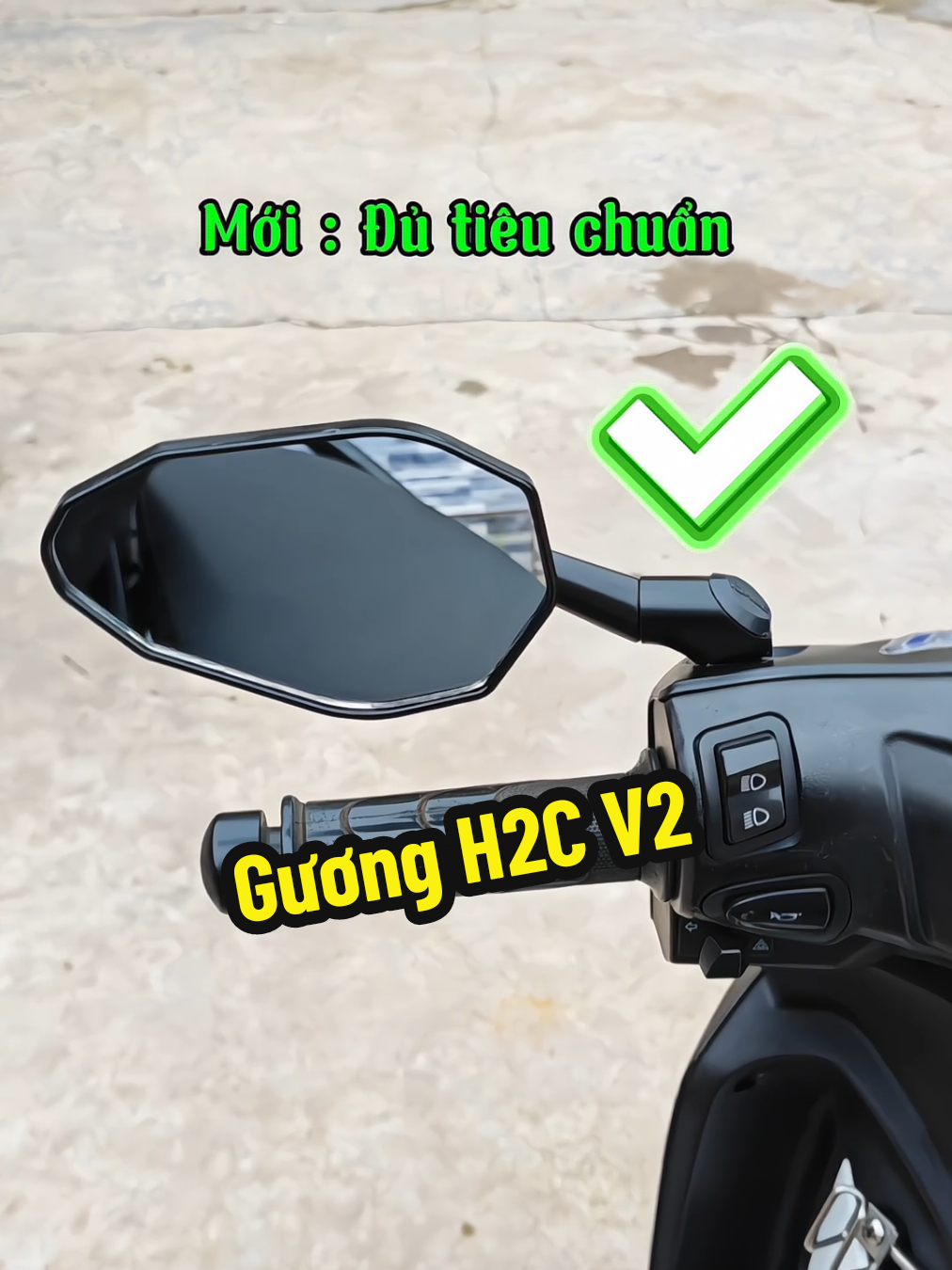 Gương chiếu hậu H2C V2 đạt tiêu chuẩn tham gia giao thông #guongh2c #guongh2cv2 #guongchieuhau #guongchieuhauxemay 