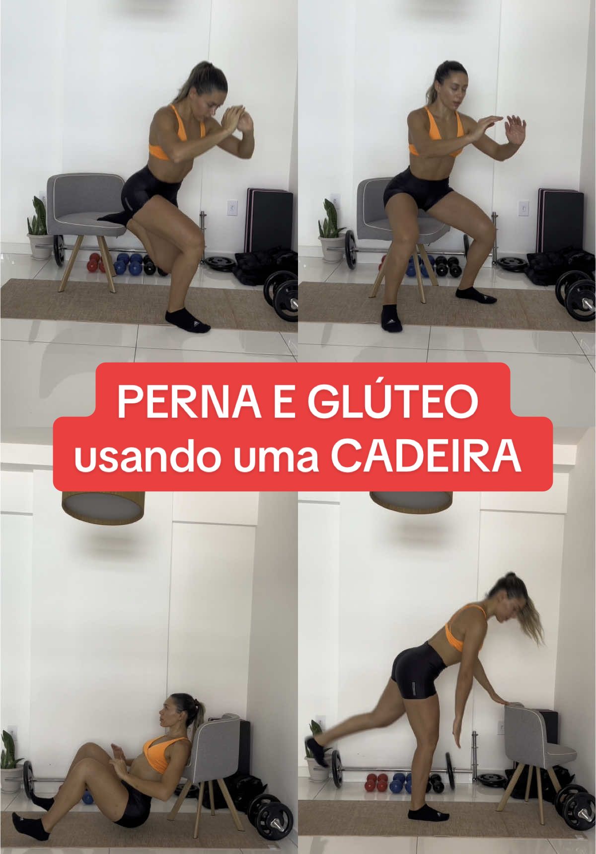 Exercícios para PERNA E GLÚTEO em casa usando uma cadeira 🔥🍑 #definicaomuscular #emagrecimentorapido #gluteo #treinodegluteo #treinodepernas #pernasdefinidas #treinoemcasa 