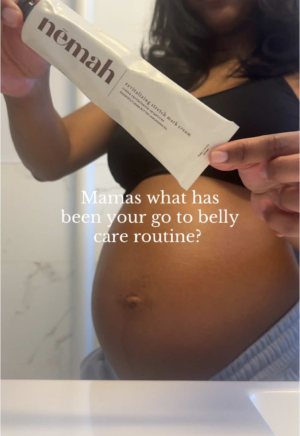 What are you putting on your belly day/night? I’ve been loving my @Nemah.co Revitalizing Stretch Mark Cream to help prevent and reduce stretch marks 🤰🏽 use code CHANELCHANEL to save some money off your next purchase 🫶🏽 #stretchmarks #stretchmarkcream #26weekspregnant #secondtrimester #pregnantbelly #skincareroutine 