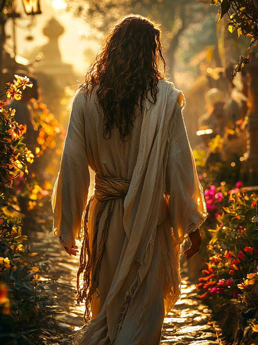 Seguindo o caminho de luz e esperança. ✨ Walking the path of light and hope. ✨ #CaminhoDeLuz #Esperança #Jesus #Fé #AmorDivino #CaminhoDaVida #Espiritualidade #wallpaper 