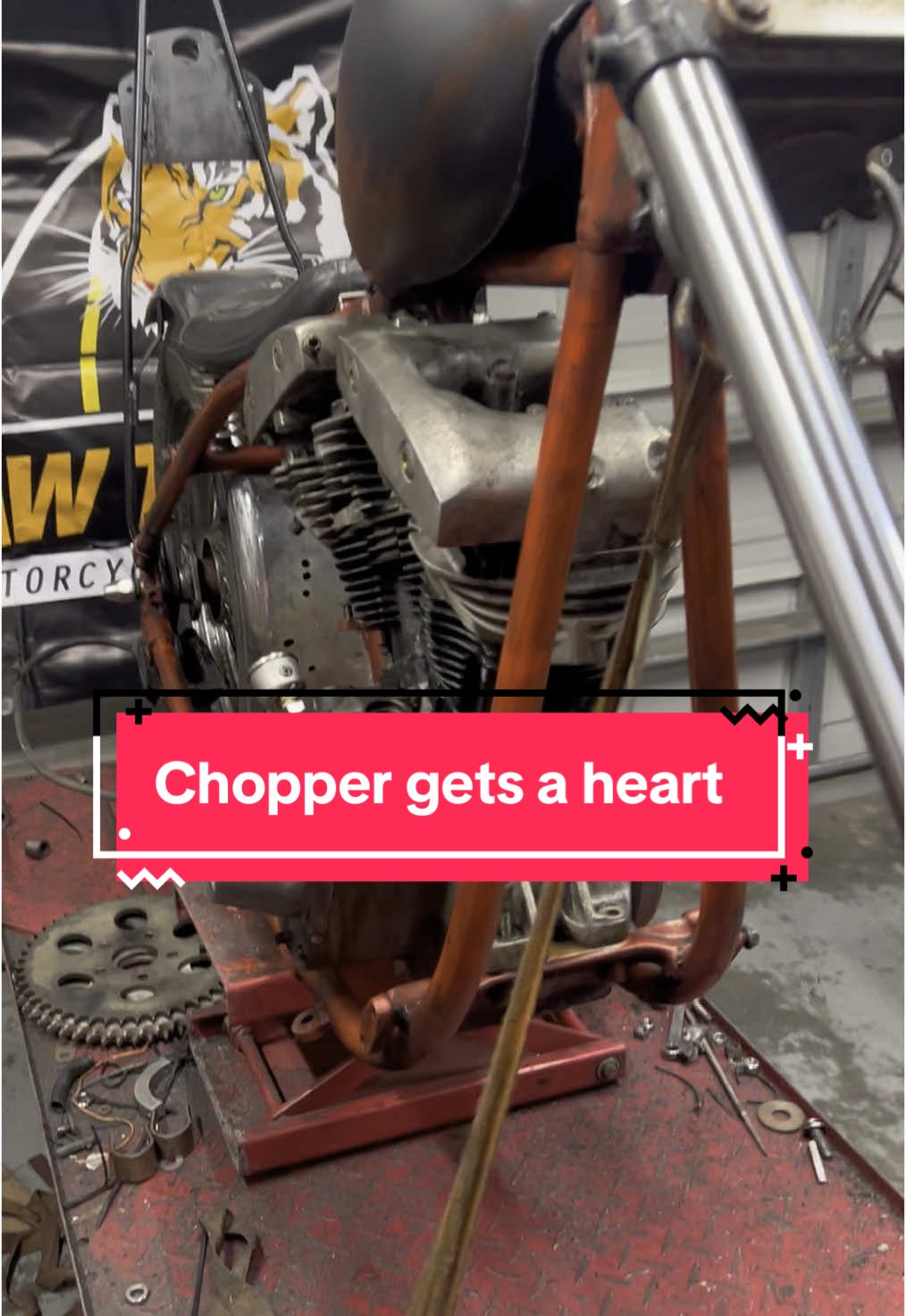 The Harley chopper gets a heart. #motorcycle #harleydavidson #shovelhead #bikelife #panhead #foryoupage #fyp #vintageharleydavidson #chopper #biker #fyppppppppppppppppppppppp #shovelheadsforever #harleylife #reels #fypシ゚viral #choppershit #chopperlife #chopcult #livetoride #detailing 