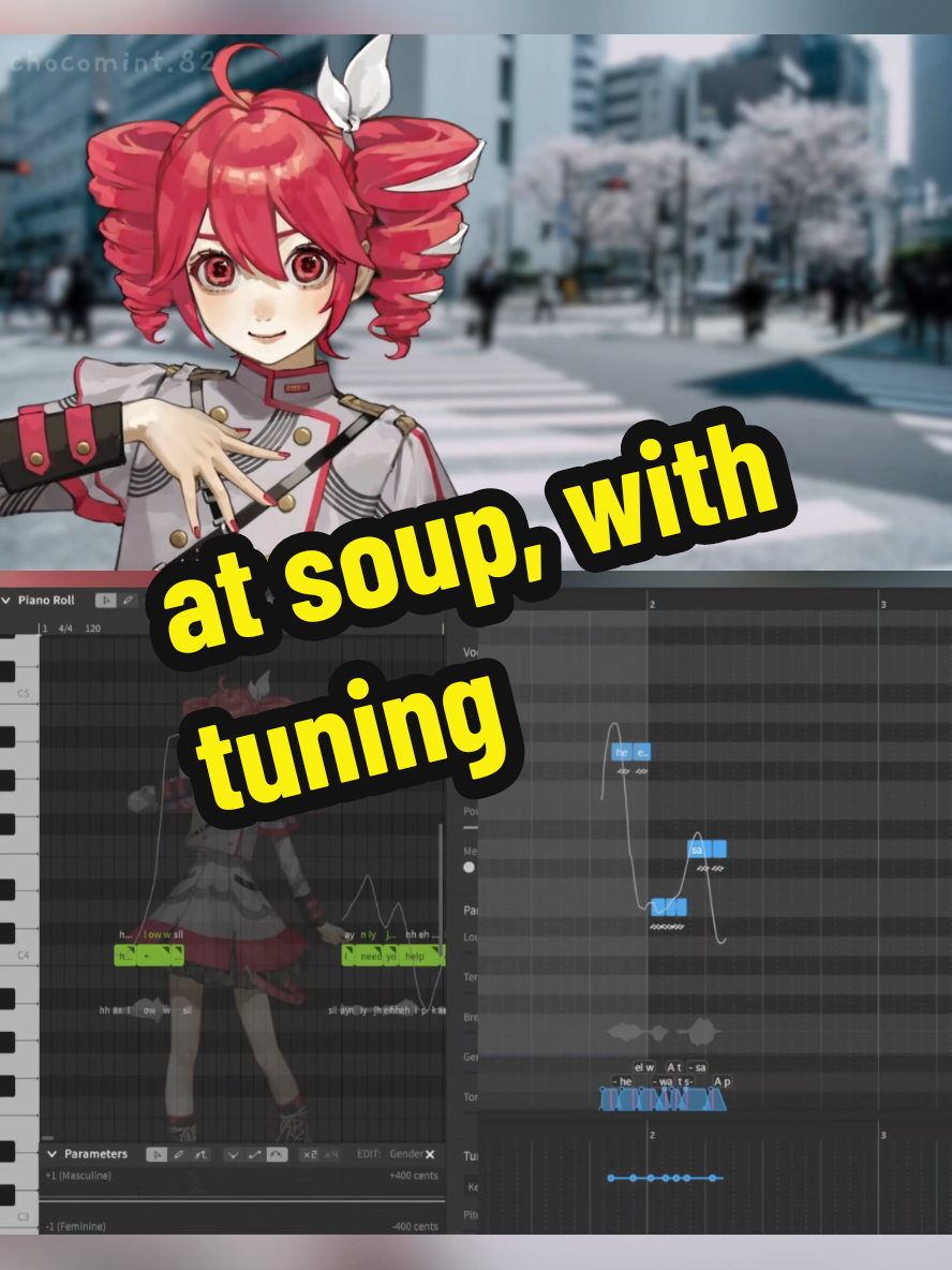 Replying to @chocomint.82sorry for the occasional skips and pauses! I changed some of the timings and stuff while editing, so the original projects wouldn't perfectly match up with the final sound unless I cut out or filled in some of the in-between spaces. #重音テト #kasaneteto #utau #openutau #synthv #talkloid #soup 