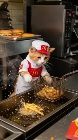 猫がマクドナルドで働いたら　#AICATcooking　＃AI猫　#ai猫料理 #momizizmmusic