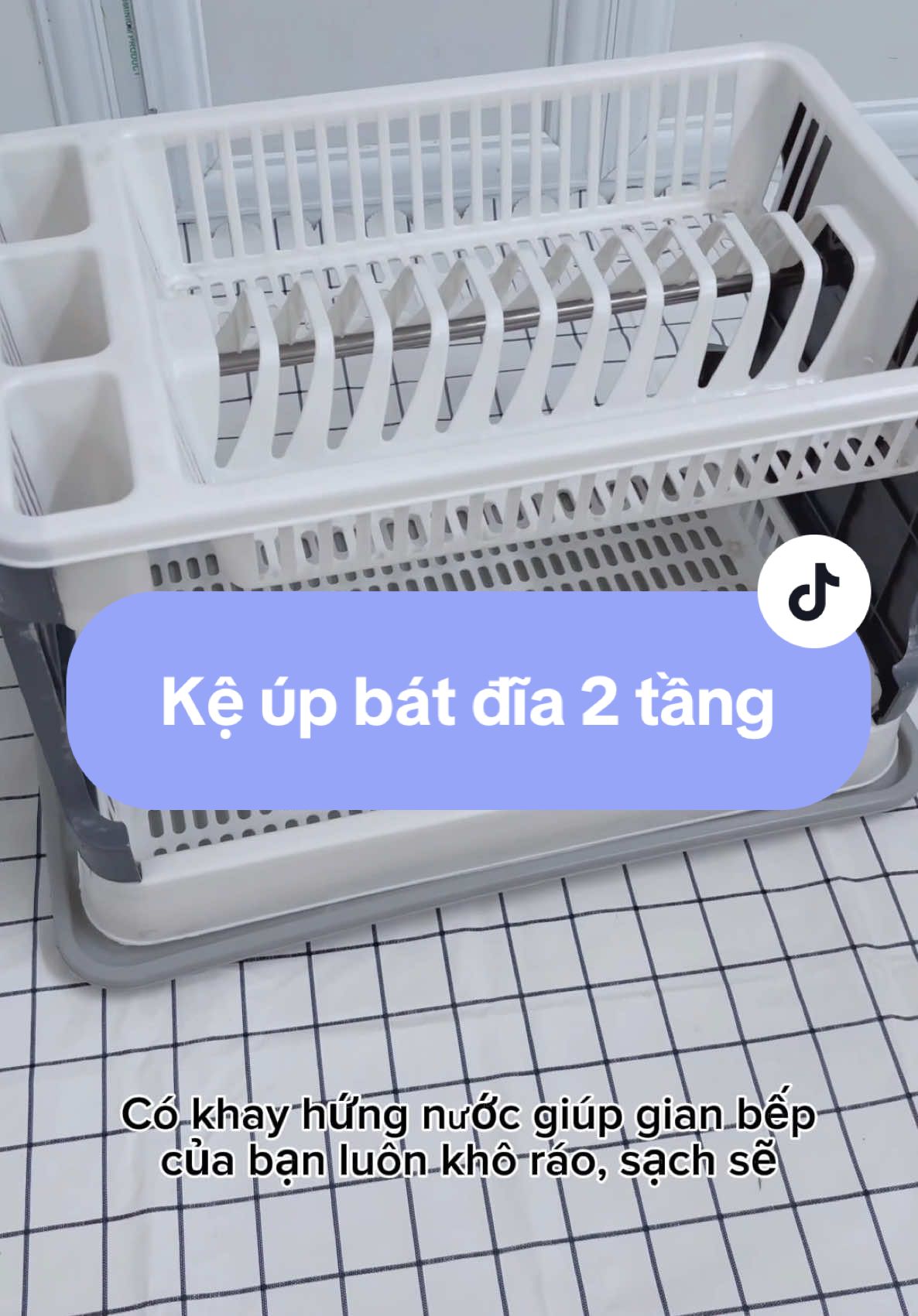 Kệ úp bát đĩa 2 tầng có khay hứng nước bằng nhựa #xuhuong #thịnhhành #viral #tiktokshop #keupbatdia 