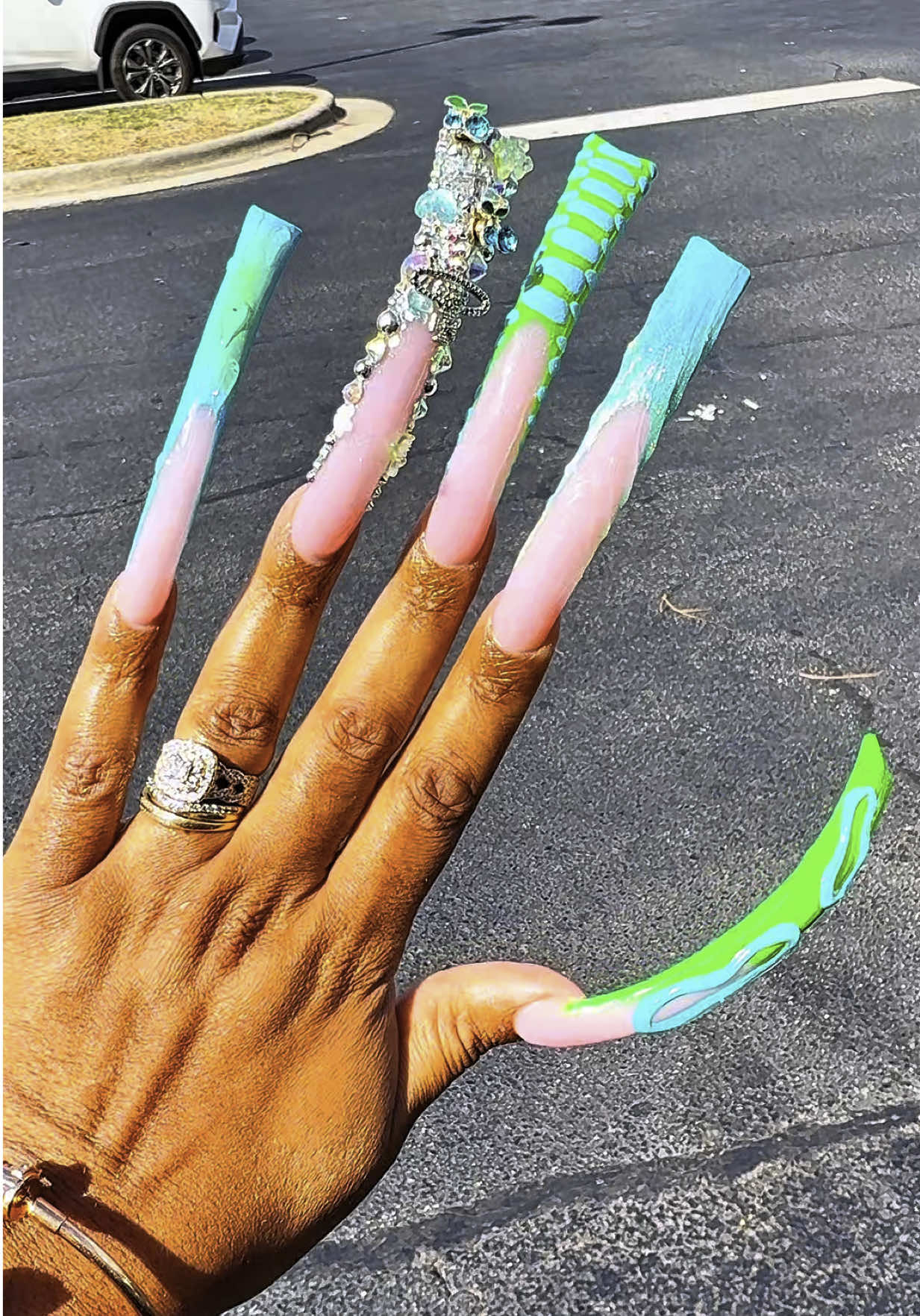 Simple Blue and Green Nails #greennails #nails #millionaiiredee #nailvideos #fyp #shortnails #asmr #naildesigns #naildesign  #longducknails #frenchtipnails #asmrsounds #viral #spinningcharm #xxlnails #stpatricksdaynails #stpattysday #glitternails #foryoupage #lightgreen #asmrvideo #brightgreen #nailinspo @Amazon @Amazon Home @Amazon Influencer Program @XoChriscenaaa @Dodge @Gucci @Zulaysnails 
