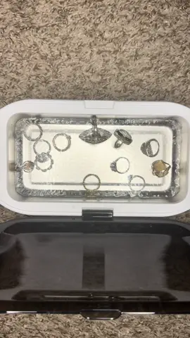 Before and After using my ultrasonic jewelry cleaner! Say goodbye to tarnished and dirty jewelry! This thing is a GAME CHANGER! ##ultrasonicjewelrycleaner ##jewelrylover ##sparkle ##cleanjewelry