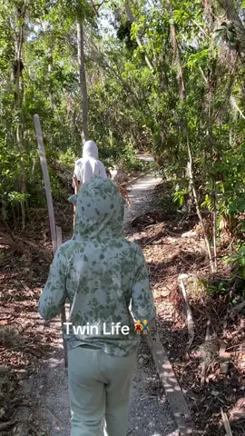 Why do they have to pick up every stick on a hike? 😂 #twins #twinsies #doubletrouble #adventure #livingmybestlife 