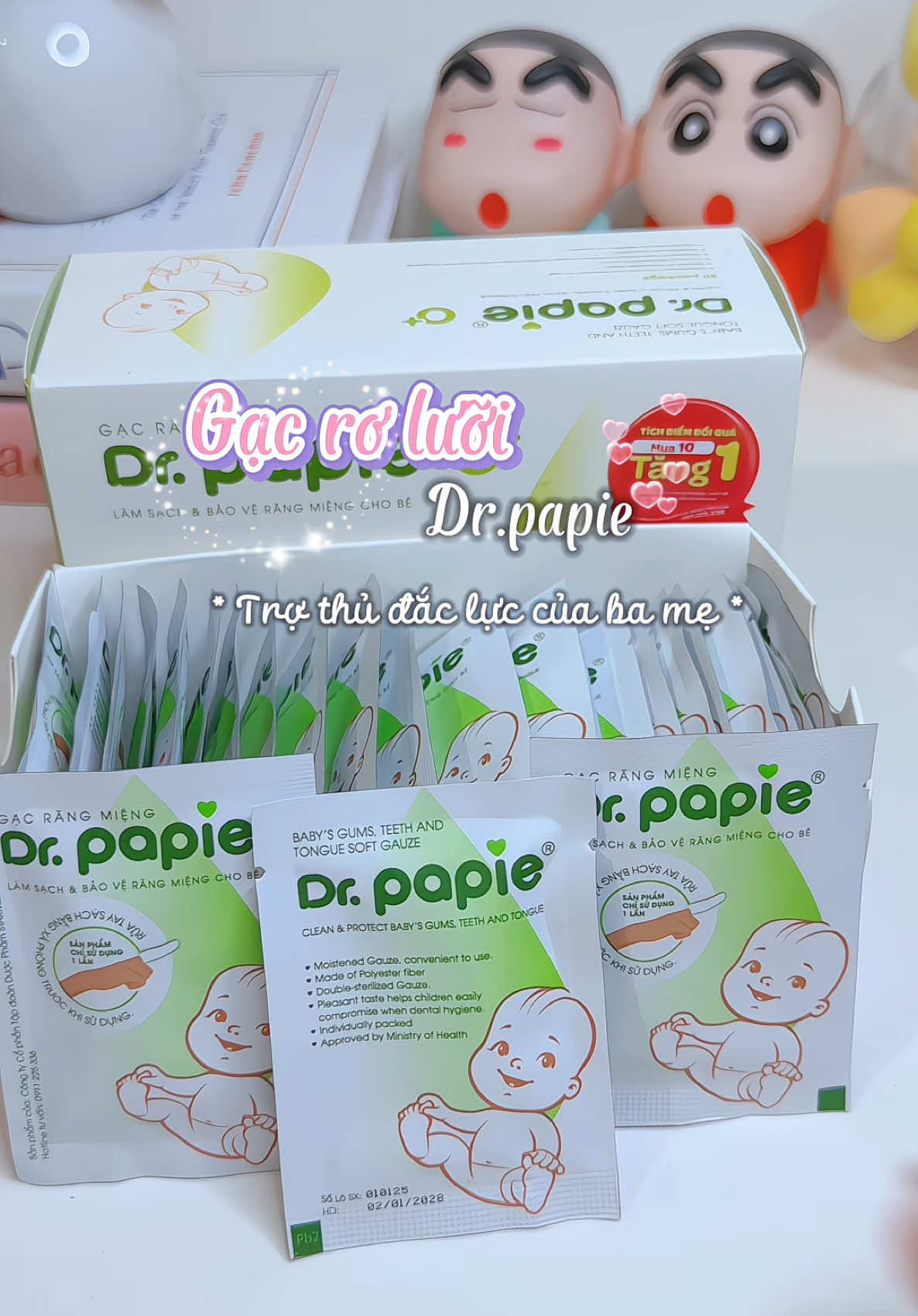 Gạc rơ lưỡi dành cho em bé siêu an toàn nha🌷#editvideo #trending #minanaunbox #review  #drpapie 