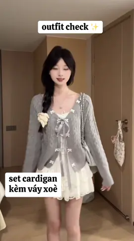 Set 3 món cardigan mix chân váy xinh #thoitrang #reviewthoitrang #viral #fyp 