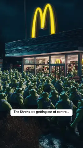 100 shreks at a McDonald’s  #mcdonalds #shrek #viralvideo #shrekmeme #funnyvideo #shrekislove #ai 