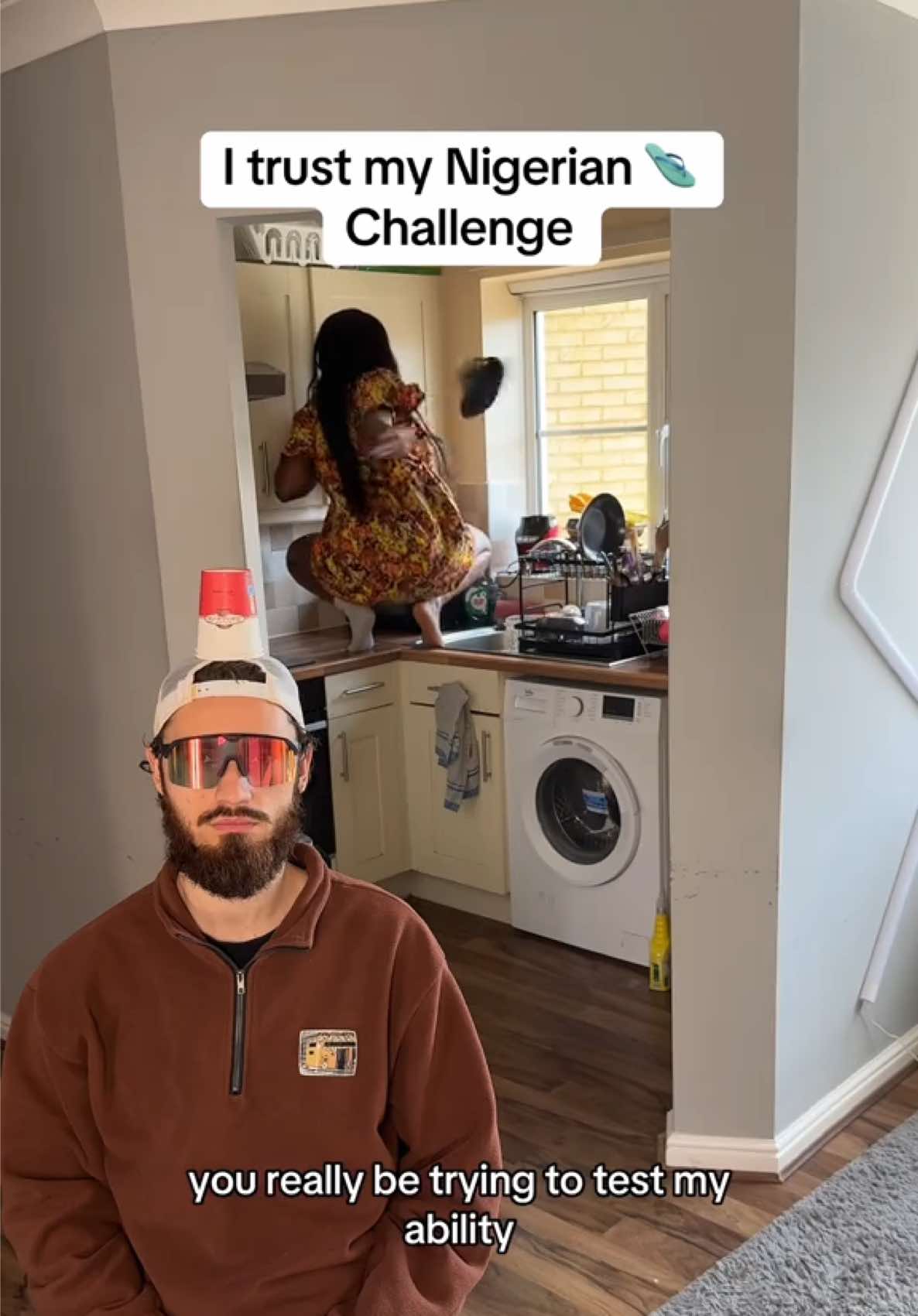 Wait till the end 😭 the squat & song was wild 😂😂 comment below if you want a part 4 or bloopers 🤣😂  @Ria Om @viktorgofficial  #itrustmywifechallenge #itrustmygfchallenge #slipperchallenge #nigeriangirlfriend #coupleprank #ofcoursetrend #interracialcoupletrend #itrustmynigerian 