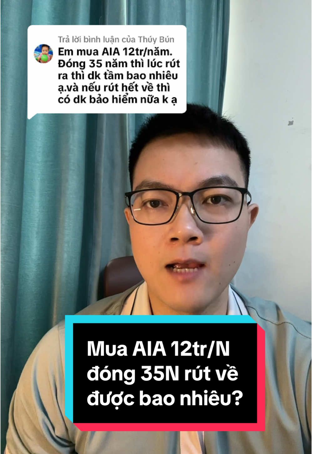 Trả lời @Thúy Bún Mua AIA 12tr/N đóng 35N rút về được bao nhiêu? #daoduyhai #baohiem #baohiemnhantho #baohiemsuckhoe #daiichi #AIA 