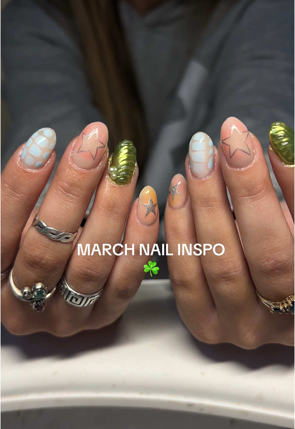 these were so much fun  - perfect for March 🌷🌷🌷 #nailinspo #springnails #nails #nailart #nailtech #gelnails #nailtutorial #tutorial #makeuptutorial #microinfluencer #contentcreator 
