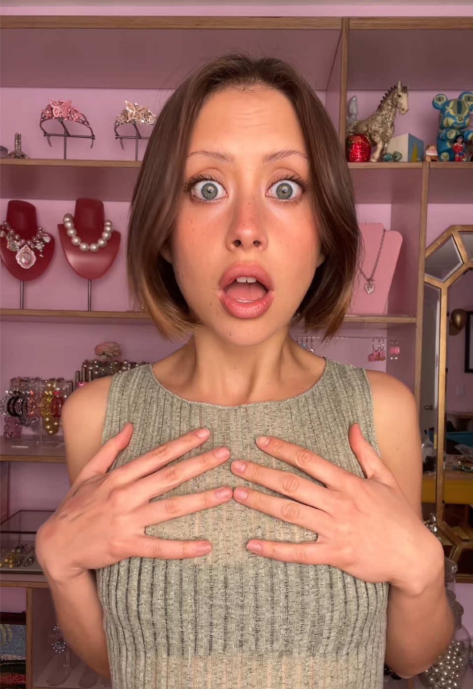 Almost left the house naked! Jewelry details: •Harajuku Necklace •Pink Head Cameo Ring •Hard Candy Flower Rings •Candy Heart Earrings Available at tarinatarantino.com 