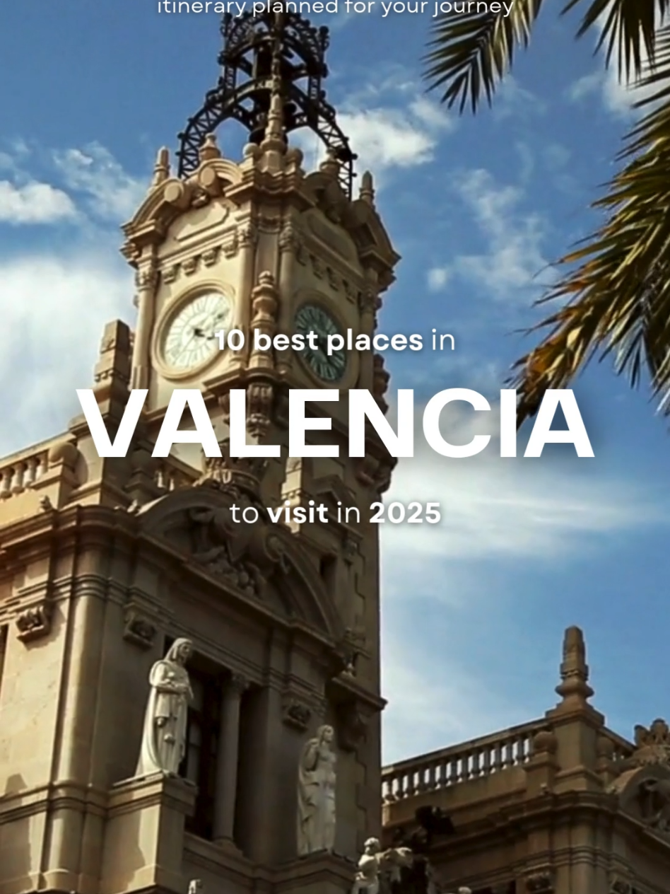 Sun-kissed streets, stunning architecture, and delicious paella—welcome to Valencia! 🇪🇸✨ Here are the top 10 places you must visit in Spain’s coastal gem! 🌊🏛 #Valencia #SpainTravel #CityOfArtsAndSciences #PlazaDeLaVirgen #TuriaGardens #LaLonja #PaellaValenciana #mediterraneanvibes  Visualtravel