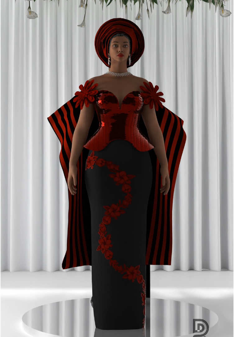 Every time I design for the Idoma tribe, my stress levels go up—red and black aren’t my favorite combo. But somehow, the final result always makes it worth it and again this is not AI  #idomaweddings #clo3d #weddings #fyp #fashion #digitalfashion #brides #3dmodeling #weddinginspo #createwithclo