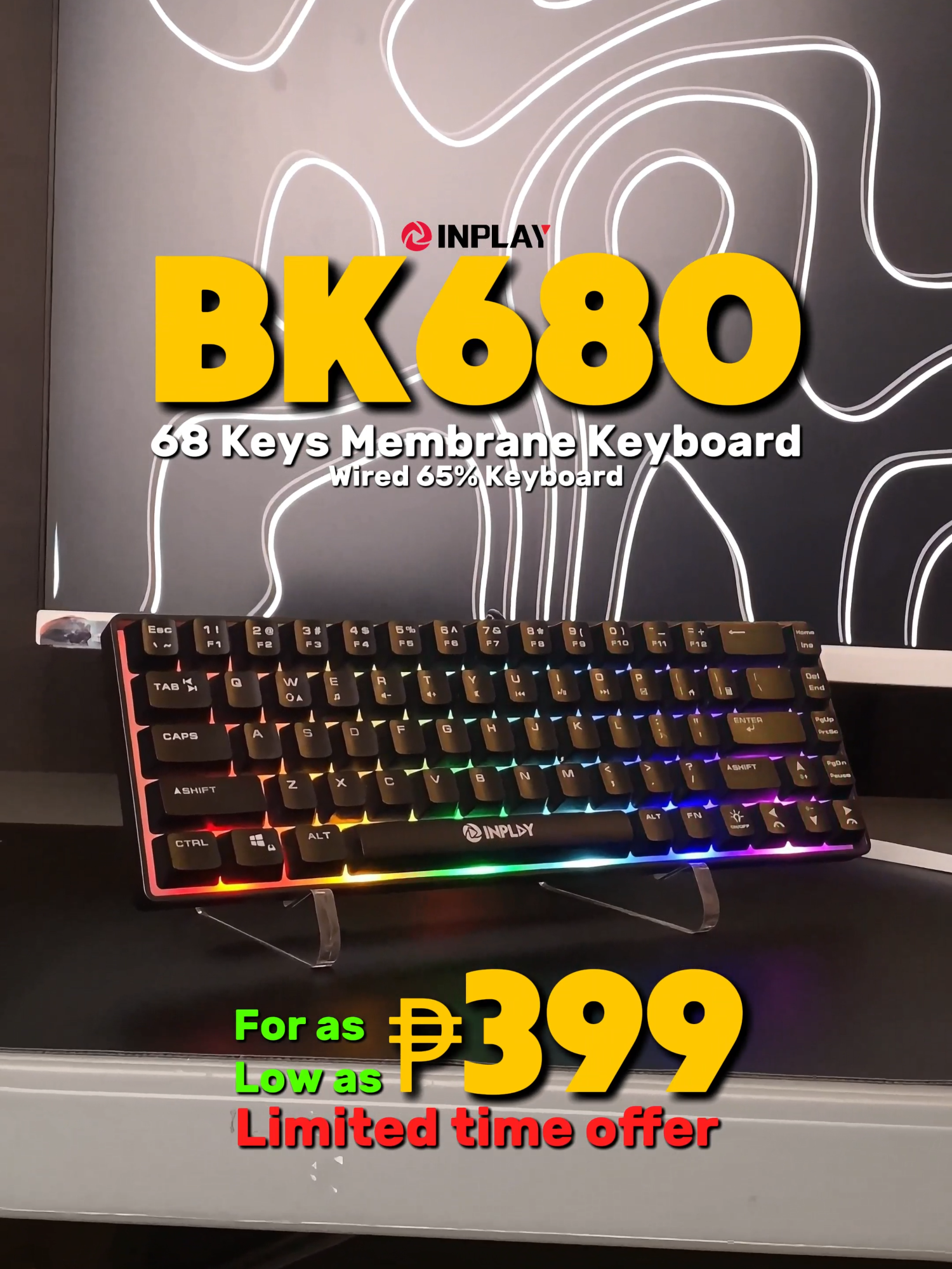 🔥 Level up your setup with the INPLAY BK680 membrane keyboard! 🔥 Smooth keystrokes, sleek design, and game-ready performance—perfect for work and play! 💻🎮 Get yours now! 🛒 #INPLAYBK680 #GamingKeyboard #TechUpgrade #TypeLikeAPro #MembraneKeyboard #RGBVibes #BudgetGamer