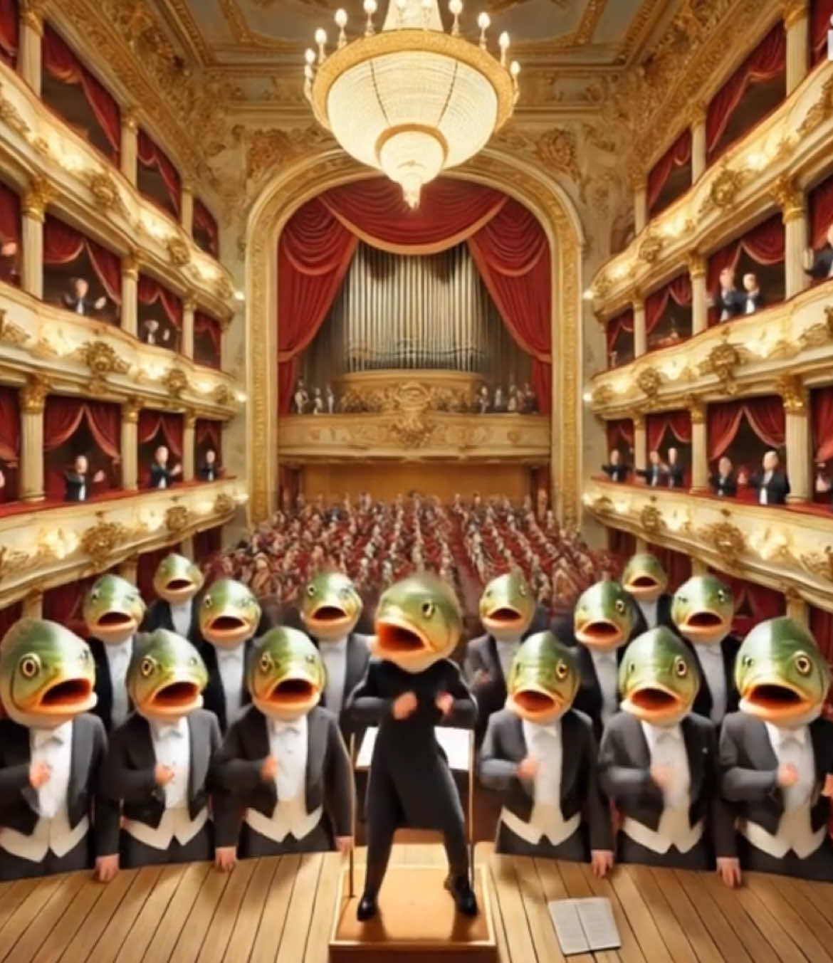 #surreal #opera #fishhead #funnyart #weirdart #aiart #tiktoktrend #viral #fantasyworld #bizarre #unexpected #artinspiration #creativeedit #trending #humor