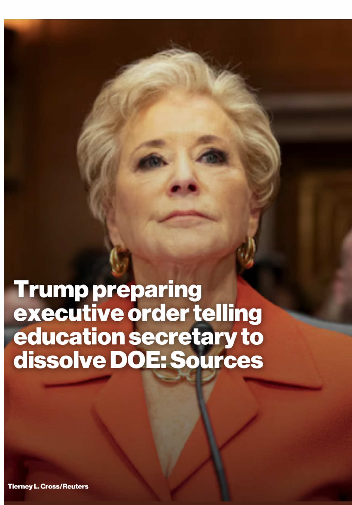 President Donald Trump is preparing an executive order directing Education Secretary Linda McMahon to dissolve the Department of Education, sources tell ABC News. @Rachel Scott: “Most funding for public schools already is at state and local level. But the department does oversee billions of dollars in funding to help low income students and students with disabilities.”