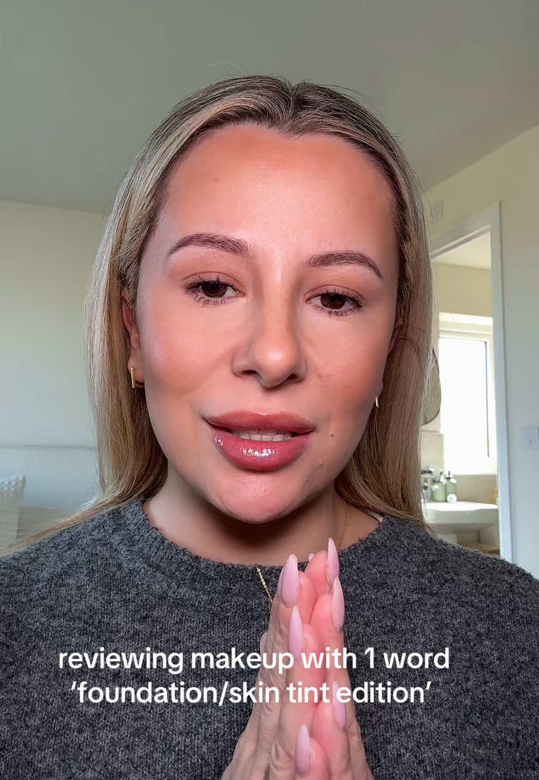 Part 1 |  Reviewing foundations/skin tints with ONE word only  #makeup #makeupchallenge #challenge #makeupcheck #beauty #beautytips #makeuptips 