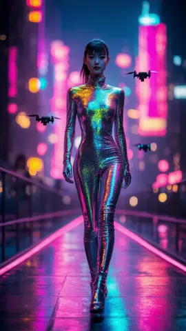Cyberpunk trifft Latex-Style!  #catwalkmodel #catwalk #latex #VirtualBeauty #LatexFashion #FutureStyle #AIGirls #LatexModel #LatexStyle #SciFiFashion 