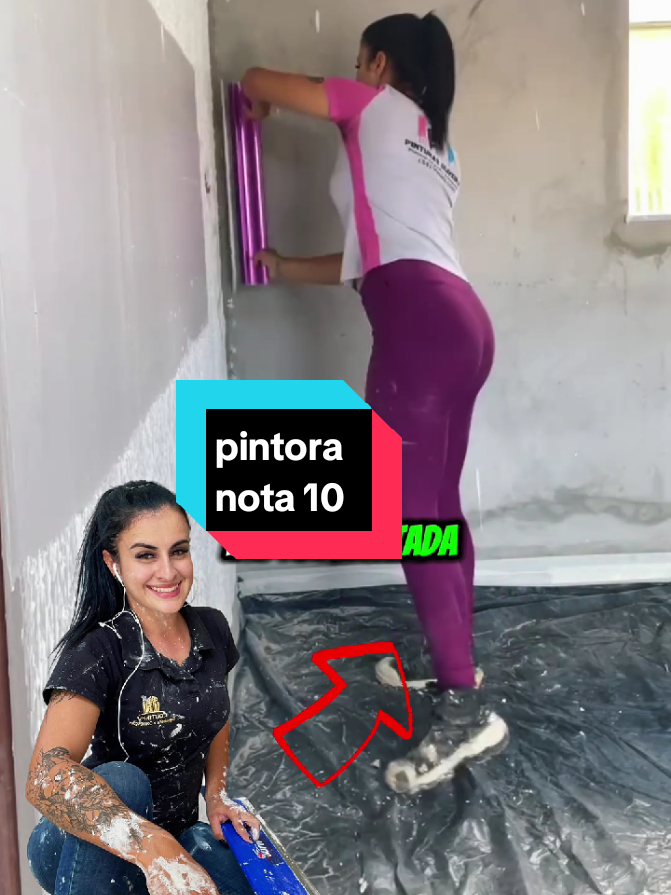 Carol Oliveira é uma pintora que faz sucesso com suas paredes impecáveis #pintor #drywall #obra 