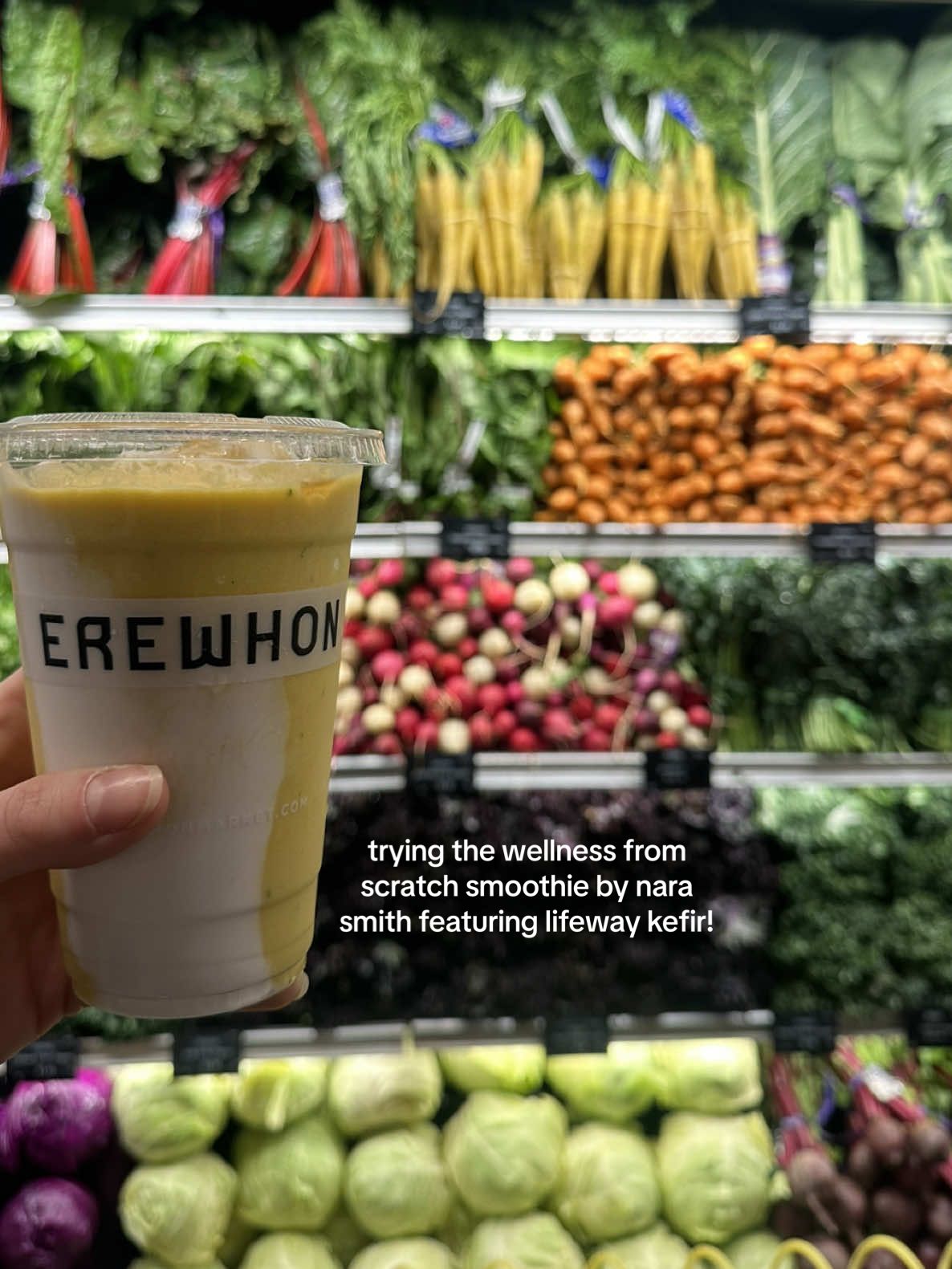 Drove an hour to @Erewhon Market to try the Wellness from Scratch Smoothie by @Nara Smith featuring @Lifeway Kefir ! ✨ #narasmith #erewhon #lifewaykefir #kefir #erewhonsmoothie 