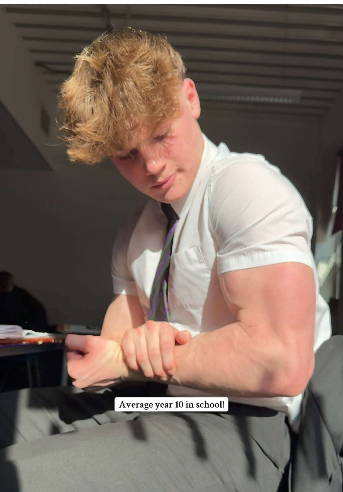 Just standard now yk me. #gym #school #flex #average #schoolflex #biggest09 #biggest2009 #averageyear10 #average15yearold #0scarclark3 #viral #mog #mogged #shirt #pump #armpump #blowup #repost #school #schoolkid 