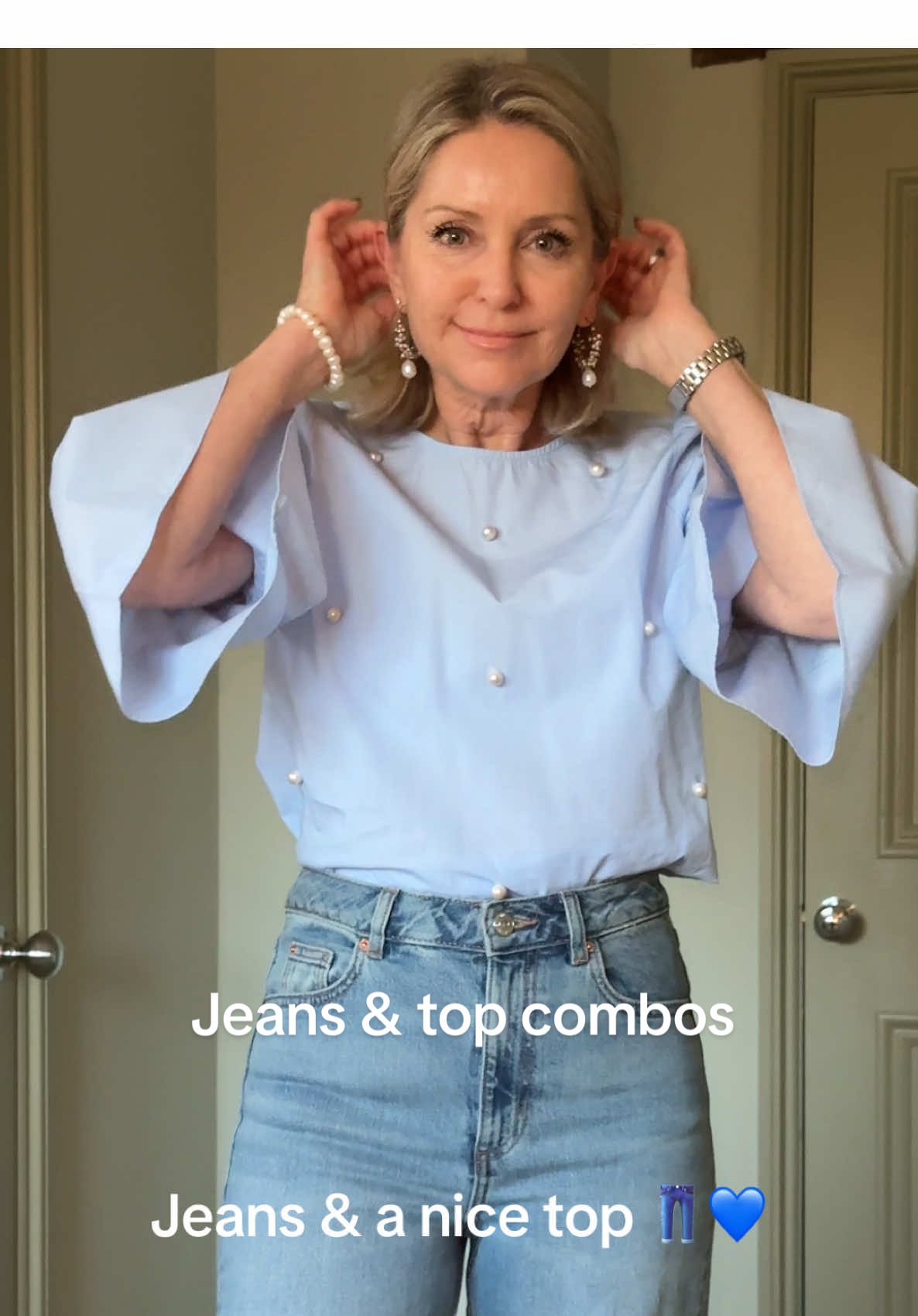 Jeans and top combos! 👖💙 Sometimes all you need is jeans and a nice top! ✨💙  Styling my favorite denim with different looks—because great style has no age limit and I can’t live without my jeans!  Which look is so you? Or are you more of a ‘jeans & a blazer’ kinda girl? 👖💫 #jeansoutfit #jeansoutfitideas #over50 #over50style #over50ontiktok #agelessstyle #elegantstyle #OOTD #foryoupages #jeanshighwaist #denim #noagelimittolearn #styleinspo #over60 #over50andfabulous #over50fashion #jeanshighwaistmurah😍 #over60andfabulous #over60women #fashiontiktok #over60style 