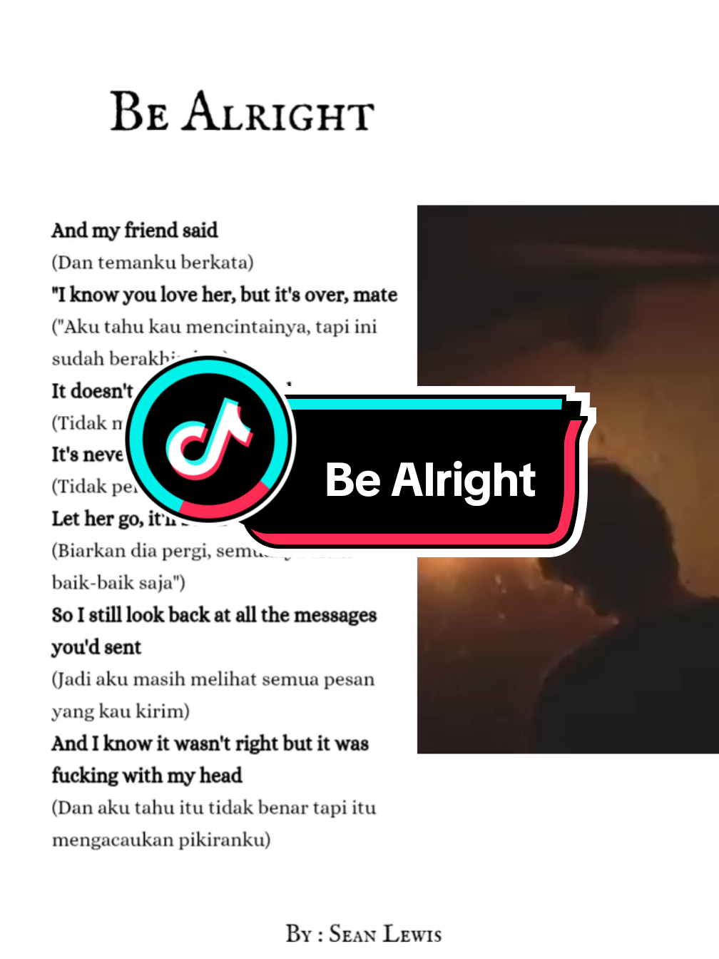 Be Alright - Sean Lewis (Lirik dan terjemahannya)  #lyrics #song #singing 