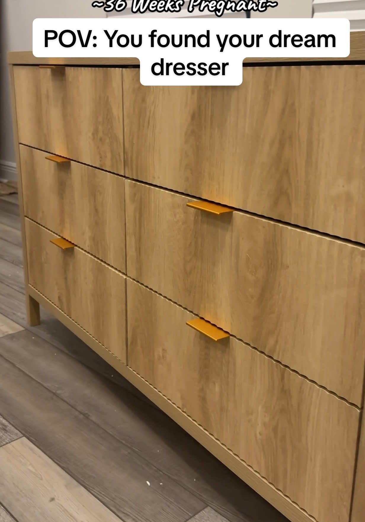 I can’t wait to show you guys in the room 🤩 we loved the color and how easy to build plus it shipped so fast!!! What do you guys think? #pregnancy #thirdtrimester #pregnantlife #nesting #nurseryroom #dresser #changing station