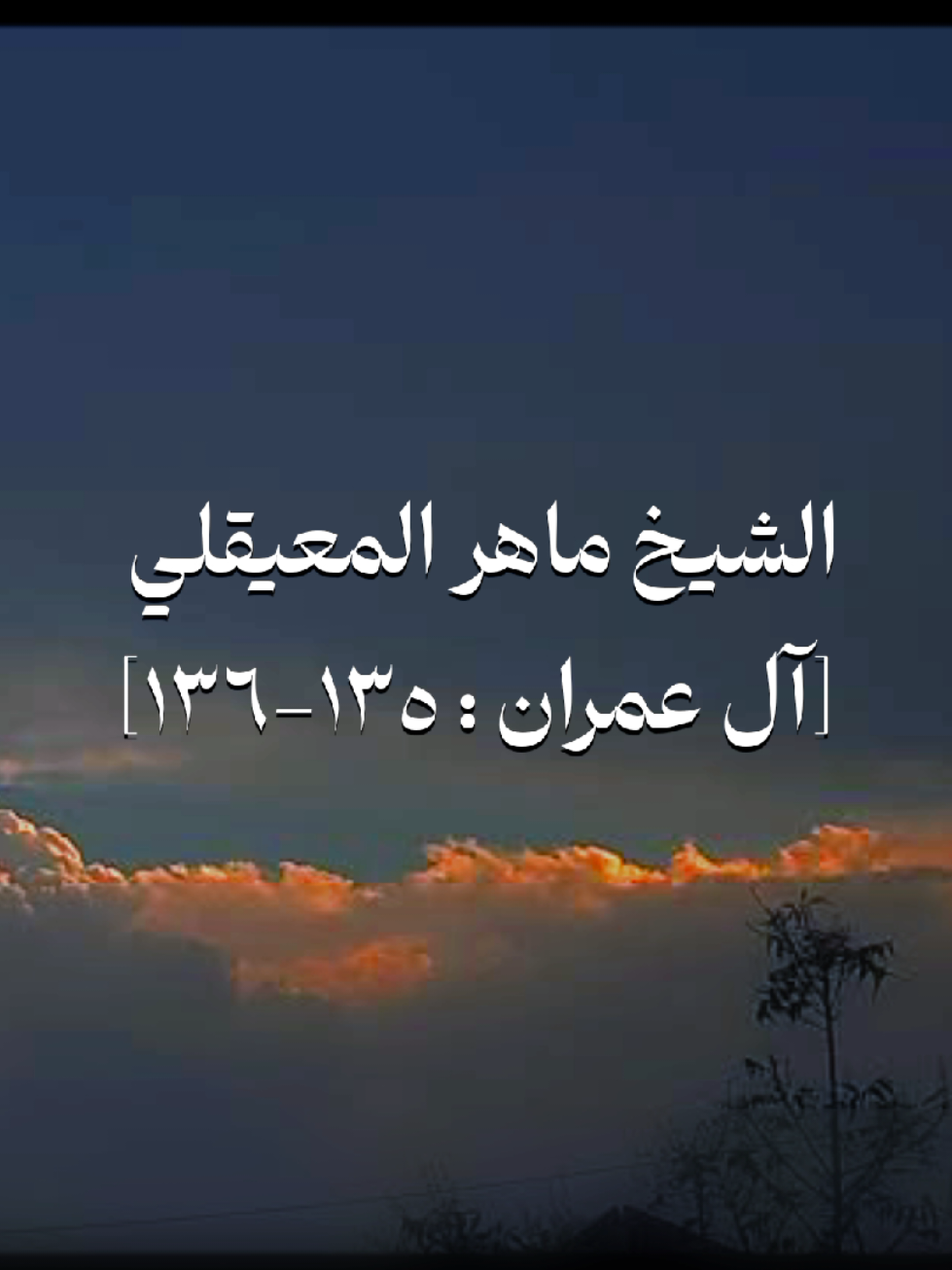 تلاوة خاشعة ومؤثرة للشيخ ماهر المعيقلي من سورة آل عمران 🤍 ﴿وَالَّذِينَ إِذَا فَعَلُوا فَاحِشَةً أَوْ ظَلَمُوا أَنفُسَهُمْ ذَكَرُوا اللَّهَ فَاسْتَغْفَرُوا لِذُنُوبِهِمْ وَمَن يَغْفِرُ الذُّنُوبَ إِلَّا اللَّهُ وَلَمْ يُصِرُّوا عَلَىٰ مَا فَعَلُوا وَهُمْ يَعْلَمُونَ﴾.....[آل عمران : 135-136] #تلاوة_خاشعة #تلاوة_مؤثرة #ماهر_المعيقلي #سورة_آل_عمران #القرآن_الكريم #quran