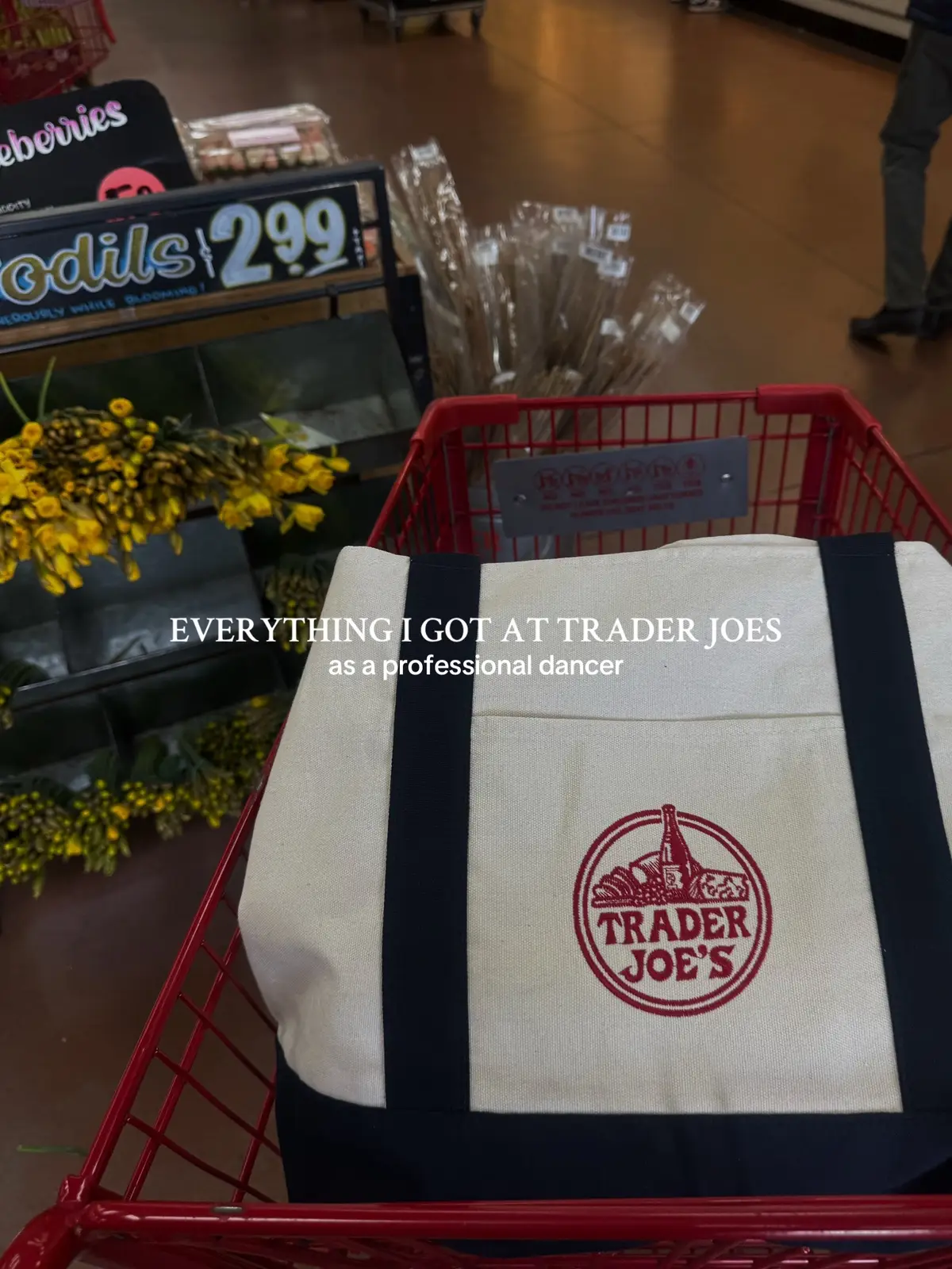 Only spent $128 this time! Lmk what I should buy next time 👀 #traderjoes #traderjoeshaul #whatieat #professionaldancer #prodancer #groceryhaul 