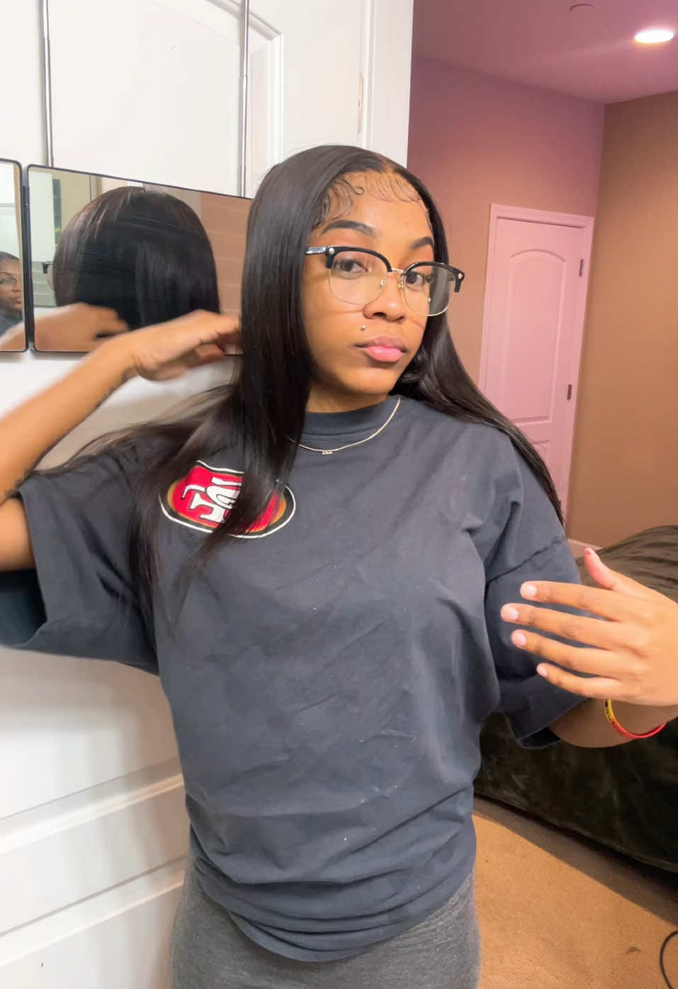 If I look tired it’s bc I filmed this late at night lol but hair from @nesmonhair_amazon @nesmon  13X6  26 inch and it’s a HD lace !! 🩷 #wiginstall #wighairstyles #bodywave #amazonwig 