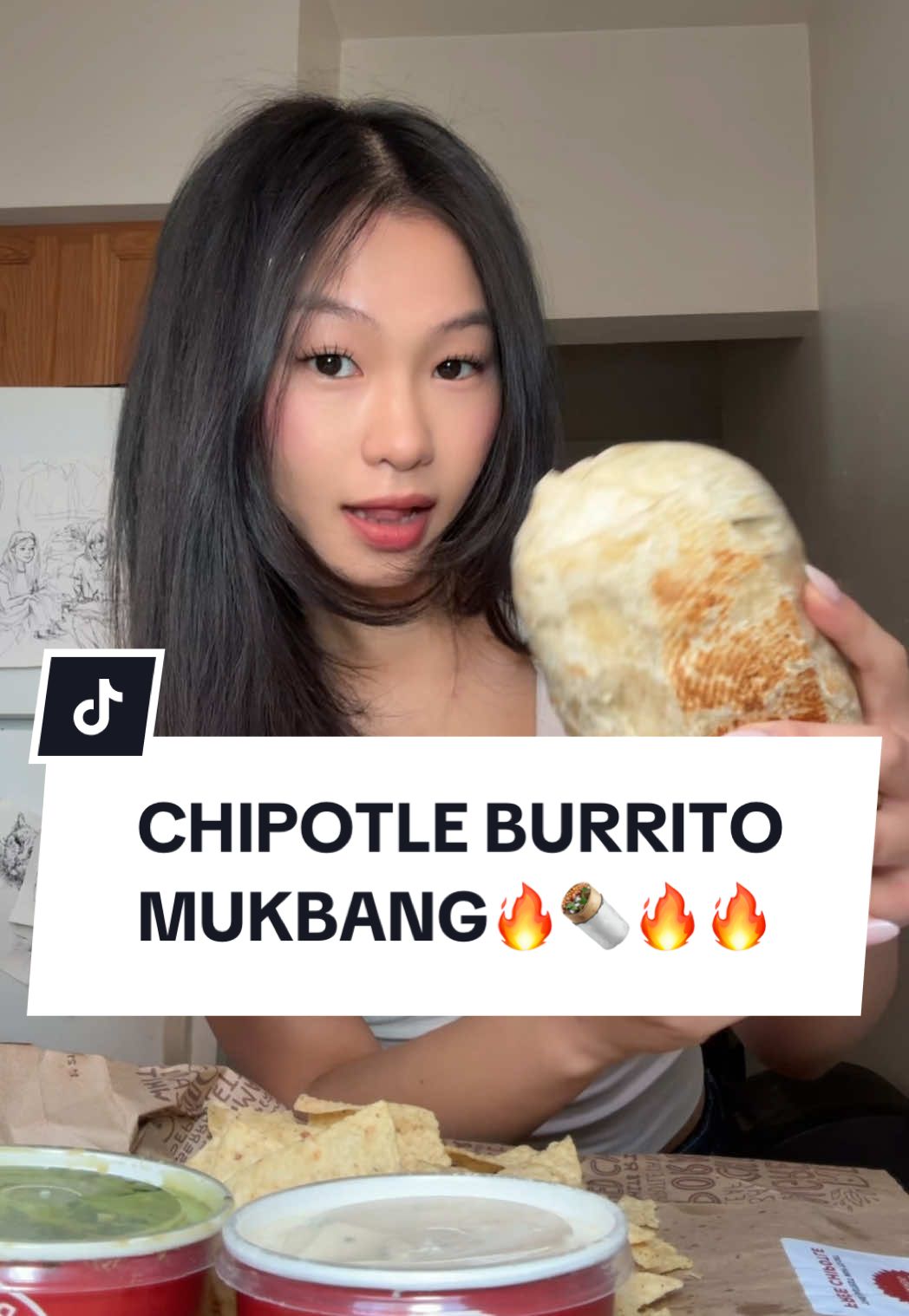 burrito mukbang😻😻 #mukbang #chipotle #burrito #food #asmr #asian #06 #cheese 