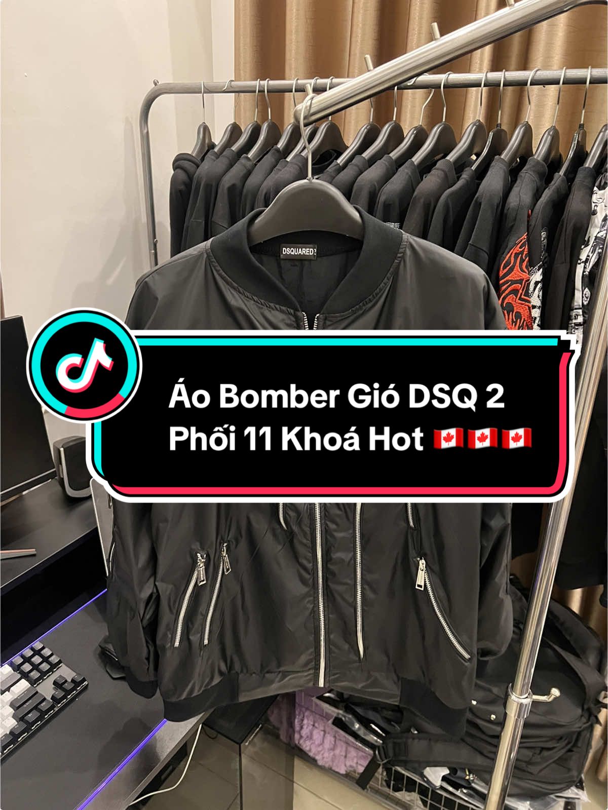 Siêu Phẩm Áo Bomber Gió DSQ2 Phối 11 Khoá Hot 🇨🇦🇨🇦🇨🇦 . Hàng Nhà Em Chuẩn Từ Khoá - Full Tag - Chất Liệu Mà Giá Chỉ 1XX 🎉🥳 . Anh Em Xem Hết Video Nhá , SL Ko Còn Nhiều 🥹 . Mọi Người  Mua Ấn Vào Giỏ Hàng TikTok Nhá 🛍️🛒#bomberdsq2 #bomberdsq11khoa #dsquared2 #hot 